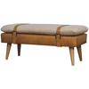 Artisan Furniture Bouclé audinio ir rudos buivolo odos suoliukas
