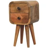 Artisan Furniture Itin kompaktiškas lenktas mango medienos naktinis staliukas, ąžuolo atspalvio