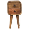 Artisan Furniture Itin kompaktiškas lenktas mango medienos naktinis staliukas, ąžuolo atspalvio