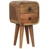 Artisan Furniture Itin kompaktiškas lenktas mango medienos naktinis staliukas, ąžuolo atspalvio