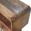 Artisan Furniture Kompaktiškas lenktas mango medienos konsolinis staliukas su 2 stalčiais, pilkos apdailos