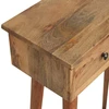 Artisan Furniture Kompaktiškas mango medienos konsolinis staliukas su 2 stalčiais, ąžuolo atspalvio