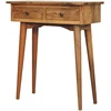 Artisan Furniture Kompaktiškas mango medienos konsolinis staliukas su 2 stalčiais, ąžuolo atspalvio