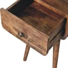 Artisan Furniture Kompaktiškas mango medienos naktinis staliukas su stalčiumi ir lentyna, pilkos apdailos