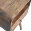 Artisan Furniture Kompaktiškas mango medienos naktinis staliukas su stalčiumi ir lentyna, pilkos apdailos