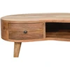 Artisan Furniture Kompaktiškas Wave mango medienos kavos staliukas su stalčiumi ir lentyna, ąžuolo atspalvio