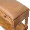 Artisan Furniture Leather Spindle mango medienos suoliukas