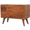 Artisan Furniture Lenkta mango medienos komoda su 2 stalčiais, kaštono atspalvio