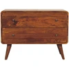 Artisan Furniture Lenkta mango medienos komoda su 2 stalčiais, kaštono atspalvio