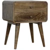 Artisan Furniture Lenktas mango medienos naktinis staliukas su 2 stalčiais, pilkos apdailos