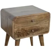 Artisan Furniture Lenktas mango medienos naktinis staliukas su 2 stalčiais, pilkos apdailos