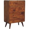 Artisan Furniture Lenktas Riešutmedžio komoda su 2 viršutiniais ir 3 apatiniais stalčiais