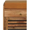 Artisan Furniture Mango medienos batų spintelė su žaliuzinėmis durelėmis ir 2 stalčiais, ąžuolo atspalvio