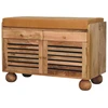 Artisan Furniture Mango medienos batų spintelė su žaliuzinėmis durelėmis ir 2 stalčiais, ąžuolo atspalvio