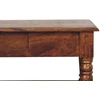 Artisan Furniture Mango medienos kavos staliukas su tekintomis kojelėmis ir 2 stalčiais, kaštono atspalvio