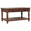 Artisan Furniture Mango medienos kavos staliukas su tekintomis kojelėmis ir 2 stalčiais, kaštono atspalvio