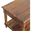 Artisan Furniture Mango medienos kavos staliukas su tekintomis kojelėmis ir 2 stalčiais, kaštono atspalvio