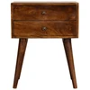 Artisan Furniture Mango medienos naktinis staliukas su 2 stalčiais, kaštono atspalvio