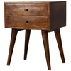 Artisan Furniture Mango medienos naktinis staliukas su 2 stalčiais, kaštono atspalvio