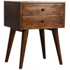 Artisan Furniture Mango medienos naktinis staliukas su 2 stalčiais, kaštono atspalvio