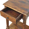 Artisan Furniture Mango medienos šoninis staliukas su tekintomis kojelėmis ir stalčiumi, kaštono atspalvio