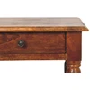 Artisan Furniture Mango medienos šoninis staliukas su tekintomis kojelėmis ir stalčiumi, kaštono atspalvio