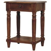 Artisan Furniture Mango medienos šoninis staliukas su tekintomis kojelėmis ir stalčiumi, kaštono atspalvio