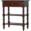 Artisan Furniture Mango medienos šoninis staliukas su stalčiumi ir 2 lentynomis, kaštono atspalvio