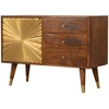 Artisan Furniture Manila Gold mango medienos komoda su žalvario spalvos detalėmis