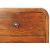 Artisan Furniture Kompaktiškas sieninis mango medienos naktinis staliukas su 2 stalčiais, kaštono atspalvio