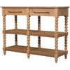 Artisan Furniture Savoy konsolinis staliukas su verpstės formos kojelėmis ir džiuto lentynomis