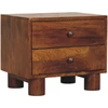 Artisan Furniture Tula mango medienos naktinis staliukas su 2 stalčiais, kaštono atspalvio