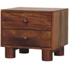 Artisan Furniture Tula mango medienos naktinis staliukas su 2 stalčiais, kaštono atspalvio