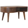 Artisan Furniture Wave mango medienos kavos staliukas su stalčiumi ir lentyna, kaštono atspalvio