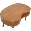 Artisan Furniture Wave mango medienos kavos staliukas su stalčiumi ir lentyna, kaštono atspalvio