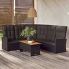 Lauko baldų komplektas Atlošiama kampinė sofa su pagalvėlėmis, juoda, poliratanas