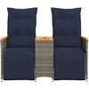 Atlošiama sodo sofa, 2 vietų, su staliuku, pilka, polirotangas