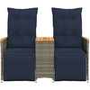 Atlošiama sodo sofa, 2 vietų, su staliuku, pilka, polirotangas
