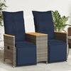 Atlošiama sodo sofa, 2 vietų, su staliuku, pilka, polirotangas