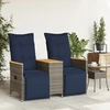 Atlošiama sodo sofa, 2 vietų, su staliuku, pilka, polirotangas