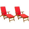 Atsilenkiantis ir sulankstomas saulės gultas 2 pcs Raudona