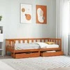 Dienos lova su galvūgalio 3 pcs Vaško ruda Kietas pušies medis
