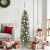 Dirbtinis lieknas Kalėdų medis su 150 LED Žalia ir balta 120 cm