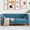Dvivietė chesterfield sofa su pagalvėlėmis, mėlyna, aksomas