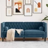 Dvivietė chesterfield sofa su pagalvėlėmis, mėlyna, aksomas