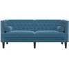 Dvivietė chesterfield sofa su pagalvėlėmis, mėlyna, aksomas