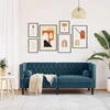 Dvivietė chesterfield sofa su pagalvėlėmis, mėlyna, aksomas