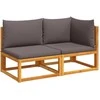 Dvivietė sodo sofa su pagalvėlėmis, akacijos medienos masyvas