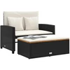 Dvivietė sodo sofa su pagalvėlėmis, juoda, poliratanas/akacija