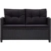 Dvivietė sodo sofa su pagalvėlėmis, juoda, 124cm, poliratanas
